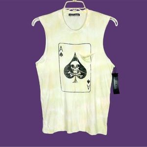 Prince Peter Collection Sleeveless Distressed Tee Shirt Skull Card Graphic